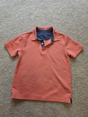 DKNY Boys' Coral Polo Shirt with Navy Trim